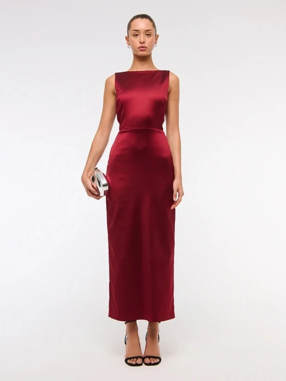Abercrombie & Fitch Burgundy Satin Maxi Dress